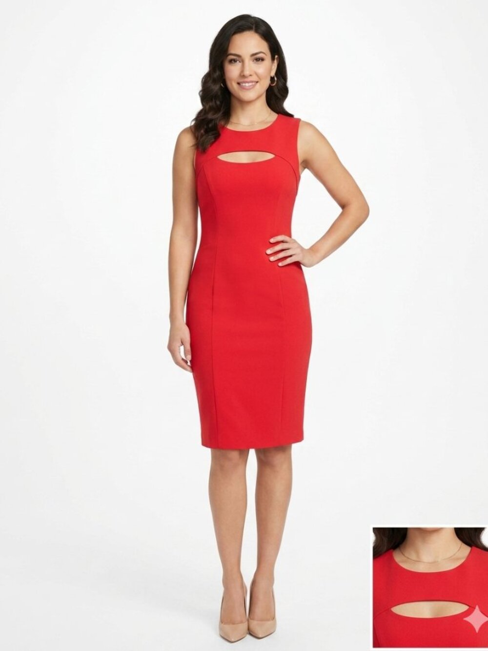 Nwt FRENCH CONNECTION RED CUTOUT SHEATH DRESS - 0